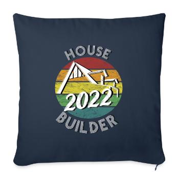 house builder 2022 house building retro vintage - Throw Pillow Cover 17.5” x 17.5” - navy - Front