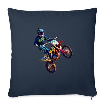Motocross - Throw Pillow Cover 17.5” x 17.5” - navy - Front