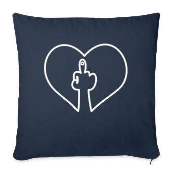 Fuck you heart hand - Throw Pillow Cover 17.5” x 17.5” - navy - Front