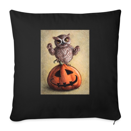 Funny Halloween Owl - Throw Pillow Cover 17.5” x 17.5”