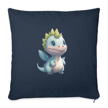 Adorable Cute Dinosaur Dino Lovers - Throw Pillow Cover 17.5” x 17.5” - navy - Front