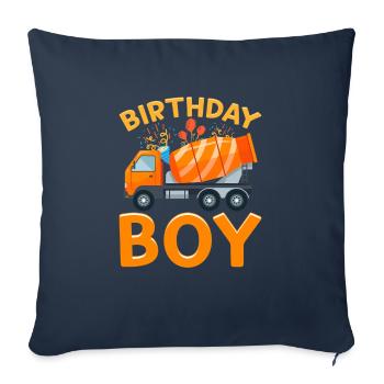 Concrete Mixer toddler Birthday Boy - Throw Pillow Cover 17.5” x 17.5” - navy - Front