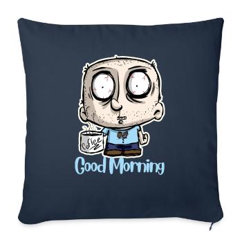 Good Morning - Throw Pillow Cover 17.5” x 17.5” - navy - Front
