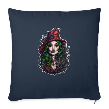 WEED WITCH - Throw Pillow Cover 17.5” x 17.5” - navy - Front