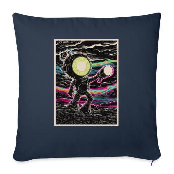 Mad Robot with Flashlight Hand - Throw Pillow Cover 17.5” x 17.5” - navy - Front
