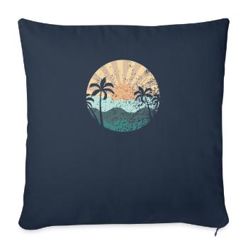 Retro Distressed Sun Summer Palm Trees - Throw Pillow Cover 17.5” x 17.5” - navy - Front