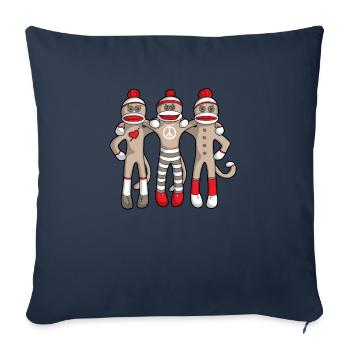 Sock Monkey Buddies - Throw Pillow Cover 17.5” x 17.5” - navy - Front