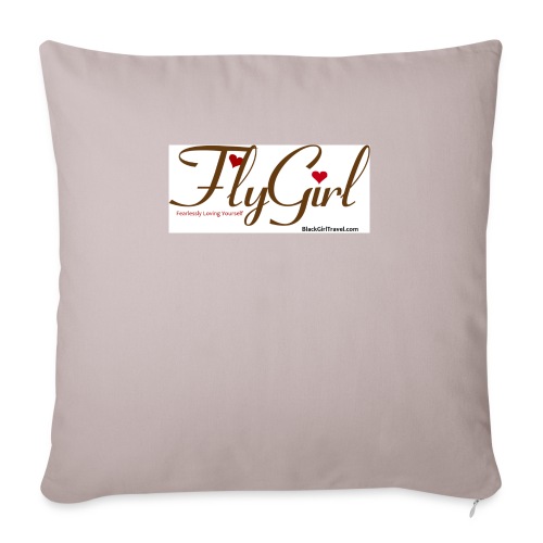 FlyGirlTextGray jpg - Throw Pillow Cover 17.5” x 17.5”