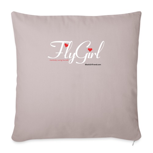 FlyGirlTextWhite W Black png - Throw Pillow Cover 17.5” x 17.5”