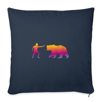 stop bear - Throw Pillow Cover 17.5” x 17.5” - navy - Front