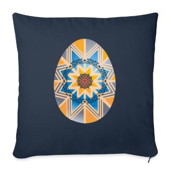 artwork on egg - Throw Pillow Cover 17.5” x 17.5” - navy - Front