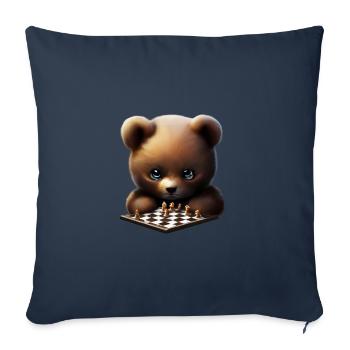 Bear playing chess - Throw Pillow Cover 17.5” x 17.5” - navy - Front