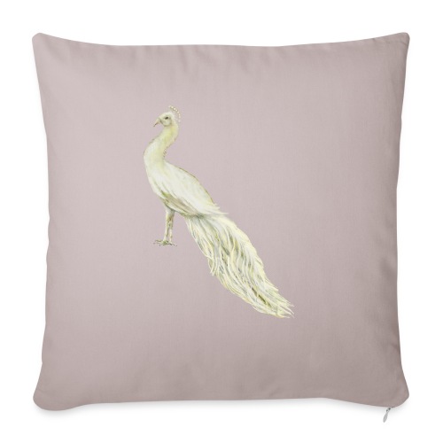 White peacock - Throw Pillow Cover 17.5” x 17.5”