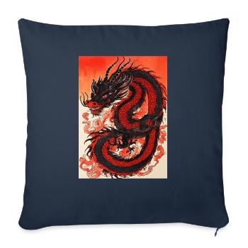 shuǐmò huà - Throw Pillow Cover 17.5” x 17.5” - navy - Front