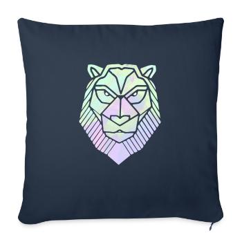 Lion Face - Throw Pillow Cover 17.5” x 17.5” - navy - Front