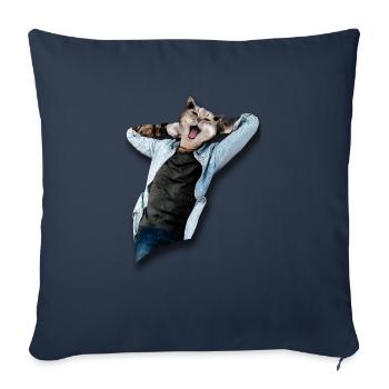 Funny Cat - Throw Pillow Cover 17.5” x 17.5” - navy - Front