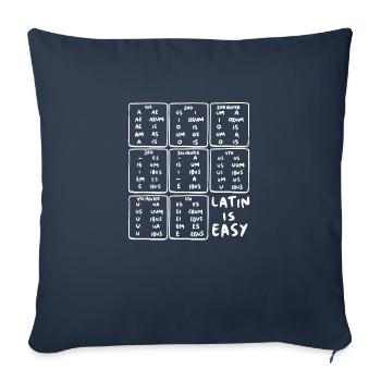 Latin Declensions Cheatsheet - Latin Is Easy - Throw Pillow Cover 17.5” x 17.5” - navy - Front