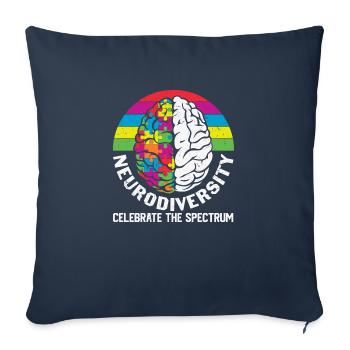 Neurodiversity Celebration - Throw Pillow Cover 17.5” x 17.5” - navy - Front