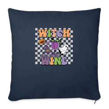 Witch Wine - Throw Pillow Cover 17.5” x 17.5” - navy - Front