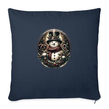 Christmas Snowman - Throw Pillow Cover 17.5” x 17.5” - navy - Front