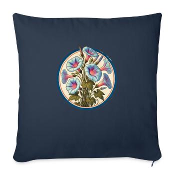 Morning Glory - Throw Pillow Cover 17.5” x 17.5” - navy - Front