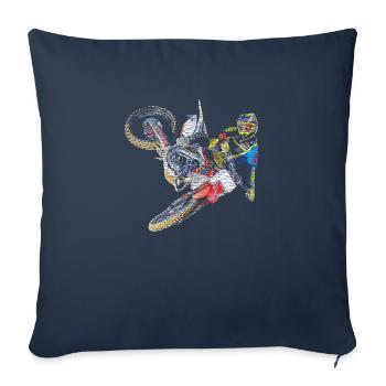 Motocross - Throw Pillow Cover 17.5” x 17.5” - navy - Front
