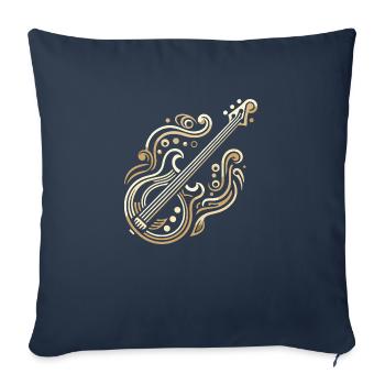 Golden Art Deco Bass Guitar - Throw Pillow Cover 17.5” x 17.5” - navy - Front