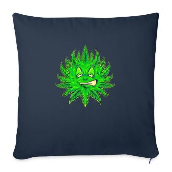 Marijuana Stoner Leaf Face - Throw Pillow Cover 17.5” x 17.5” - navy - Front