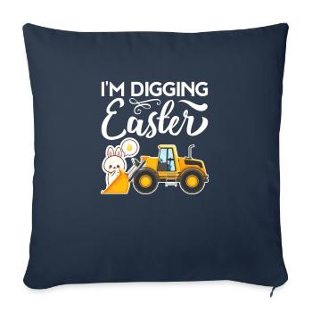 Kids Toddler Boy Digging Easter - Throw Pillow Cover 17.5” x 17.5” - navy - Front
