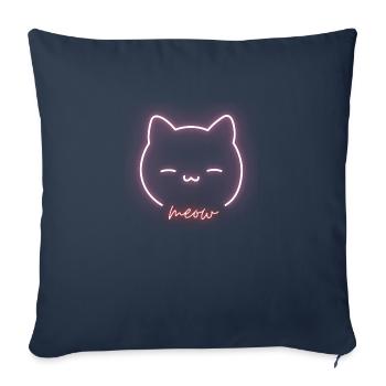 Neon Cat - Throw Pillow Cover 17.5” x 17.5” - navy - Front