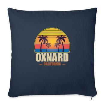 Oxnard California Un Souvenir Pour La Plage - Throw Pillow Cover 17.5” x 17.5” - navy - Front