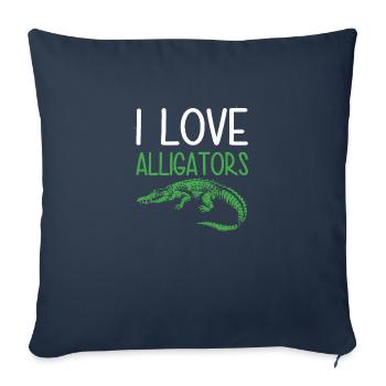 I Love Alligators - Throw Pillow Cover 17.5” x 17.5” - navy - Front