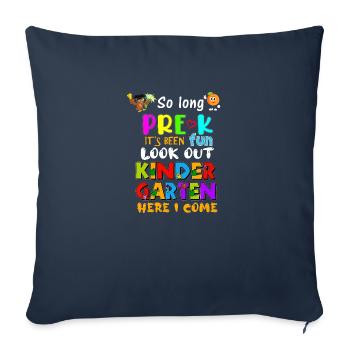 Kids So Long Pre K Kindergarten 2022 Here I Come 1 - Throw Pillow Cover 17.5” x 17.5” - navy - Front