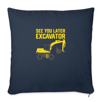 Toddler Excavator - Throw Pillow Cover 17.5” x 17.5” - navy - Front