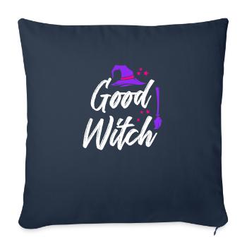 Good Witch Halloween Witches - Throw Pillow Cover 17.5” x 17.5” - navy - Front