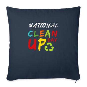 Happy Clean Up Day Cleaning Environmental - Throw Pillow Cover 17.5” x 17.5” - navy - Front