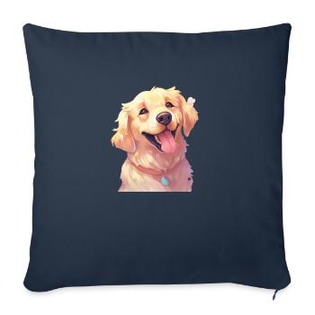 Golden Retriever Art - Throw Pillow Cover 17.5” x 17.5” - navy - Front