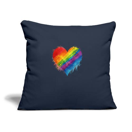 Watercolor Rainbow Pride Heart - LGBTQ LGBT Pride - Throw Pillow Cover 17.5” x 17.5”