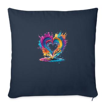 Bookish Love: Pages Bound in a Heart of Knowledge - Throw Pillow Cover 17.5” x 17.5” - navy - Front