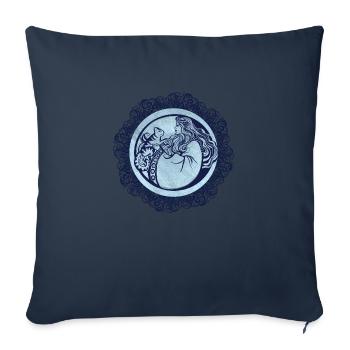 Blue Cat Goddess - Throw Pillow Cover 17.5” x 17.5” - navy - Front