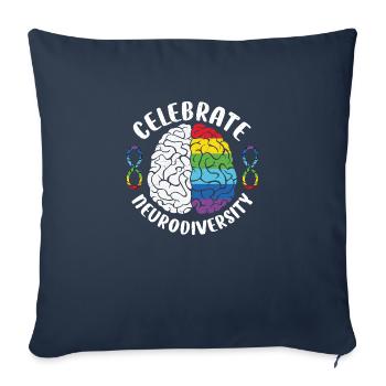 Celebrate Neurodiversity - Throw Pillow Cover 17.5” x 17.5” - navy - Front