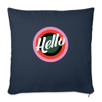 Hello Retro Print - Throw Pillow Cover 17.5” x 17.5” - navy - Front
