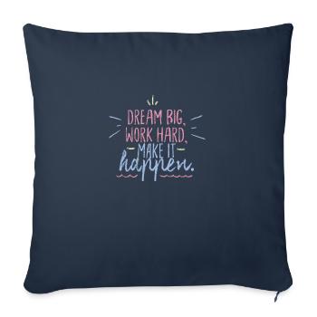 DREAM - Throw Pillow Cover 17.5” x 17.5” - navy - Front