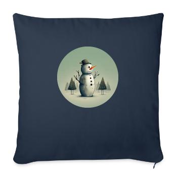 Xmas snowman - Throw Pillow Cover 17.5” x 17.5” - navy - Front