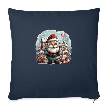 a jolly Santa Claus surround - Throw Pillow Cover 17.5” x 17.5” - navy - Front