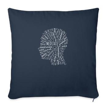 Meditation Mindfulness meditation - Throw Pillow Cover 17.5” x 17.5” - navy - Front