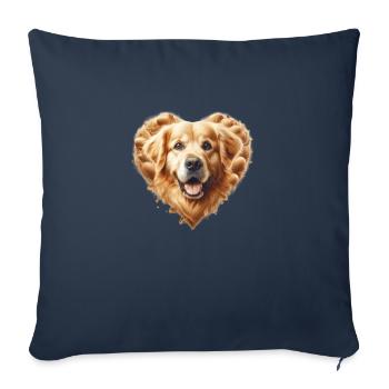 Golden Heart for Golden Retriever - Throw Pillow Cover 17.5” x 17.5” - navy - Front