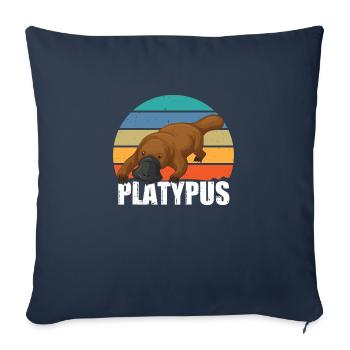 Platypus Vintage Australian Duck Billed Funny - Throw Pillow Cover 17.5” x 17.5” - navy - Front