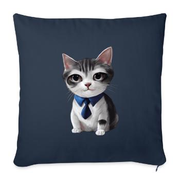 CoolNimals cute Cat wearing a suit - Throw Pillow Cover 17.5” x 17.5” - navy - Front