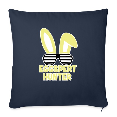 Eggspert Hunter Easter Bunny with Sunglasses - Throw Pillow Cover 17.5” x 17.5”